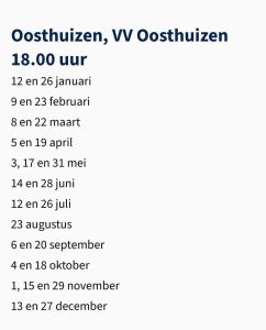 Inzamelschema 2024 Oud Papier Oosthuizen